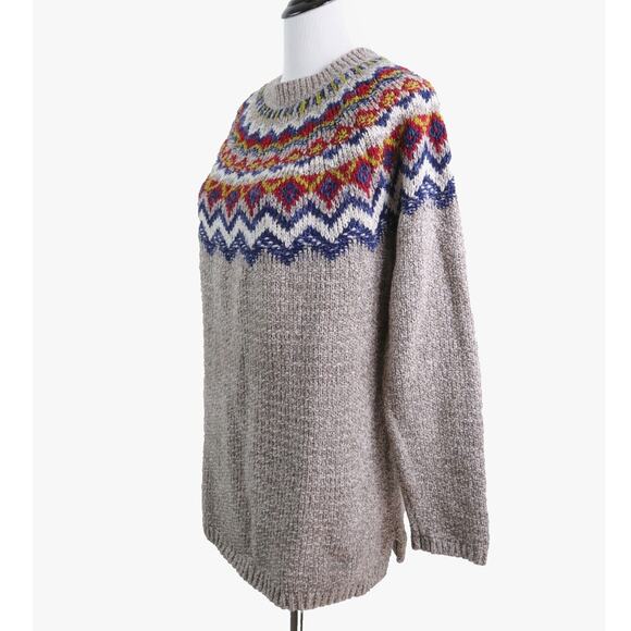 J. Jill Sweaters - J Jill Size M Fair Isle Sweater Cotton Blend Pullover Light Brown